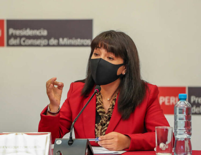 Mirtha Vásquez en conferrencia de prensa (Foto: PCM).