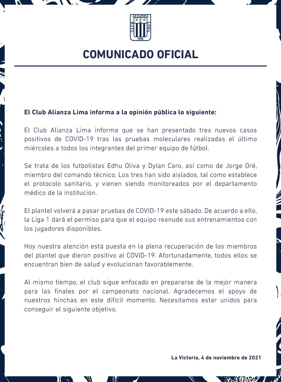  Comunicado de Alianza Lima