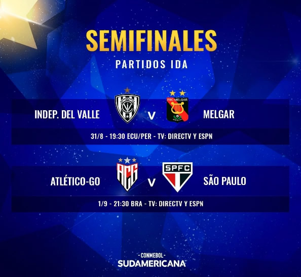 Partidos por las semifinales del torneo de la CONMEBOL Sudamericana (Imagen. Conmebol).