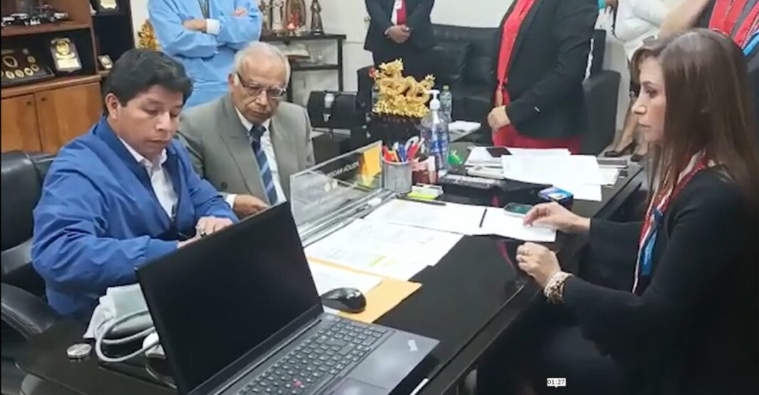 Pedro Castillo detenido en la Prefectura de Lima (Ministerio Público).