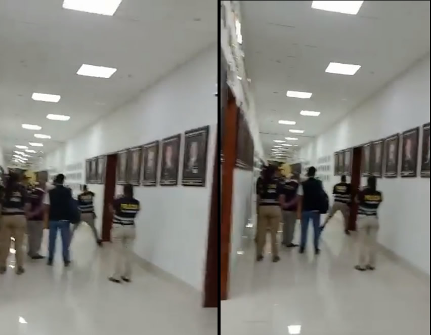 Violento golpe rompió la chapa de la puerta del despacho del CG de la PNP (imágenes video).