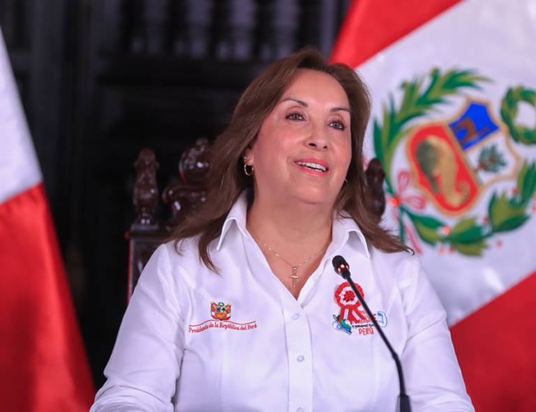 Dina Boluarte habló con la prensa y abordó, “por única vez”, según declaró, temas que no son de interés nacional