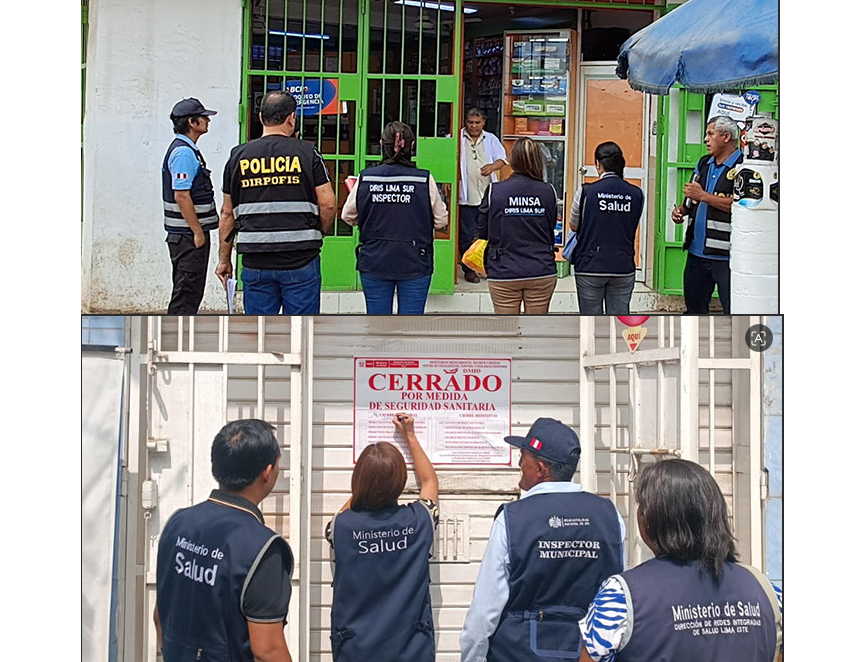 Digemid, en operativo de fiscalización, cierra 20 farmacias por vender medicamentos y dispositivos médicos vencidos (Foto: Digemid)