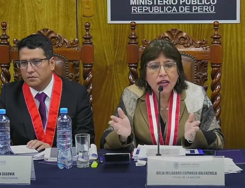 Delia Espinoza formuló amplias declaraciones a la prensa sobre la situación en el Ministerio Público tras la decisión del Poder Judicial de disponer la reincorporación de la exfiscal Patricia Benavides