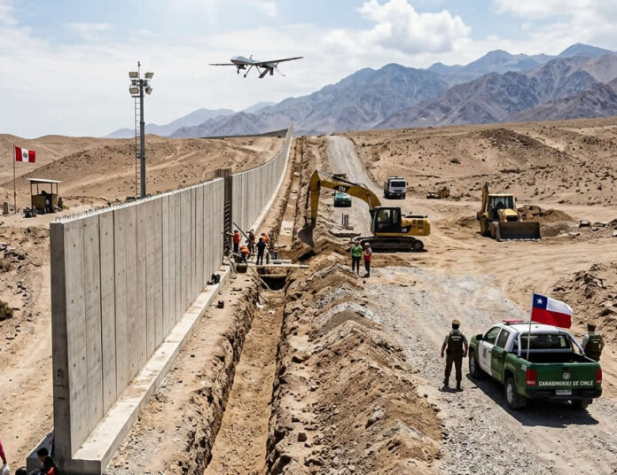 Chile construirá muros y zanjas en la frontera fronteriza con Perú (Foto captada de IA).
