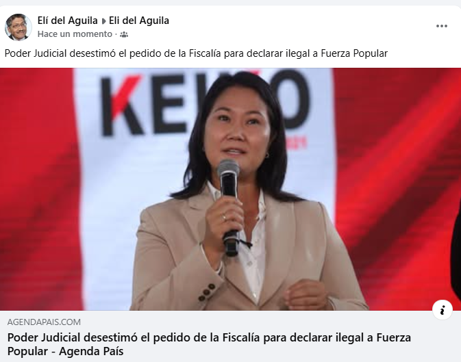 Poder Judicial desestimó el pedido de la Fiscalía para declarar ilegal a Fuerza Popular