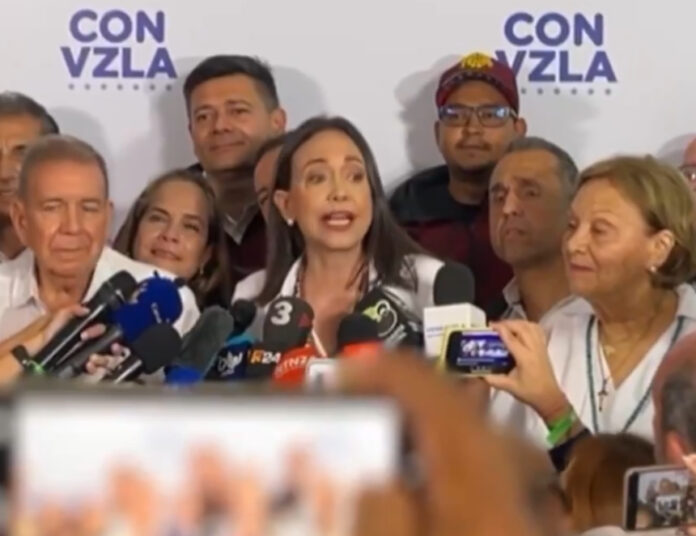 María Corina Machado, dirigente del movimiento Vente Venezuela, desconoce el triunfo de Nicolás Maduro (Foto: Redes Sociales)