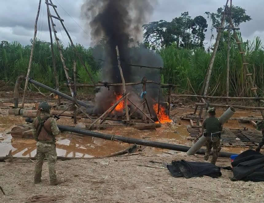Minería ilegal en Madre de Dios: otro golpe contra este flagelo por parte de las Fuerzas del Orden y la Fiscalía (Foto: Mindef).