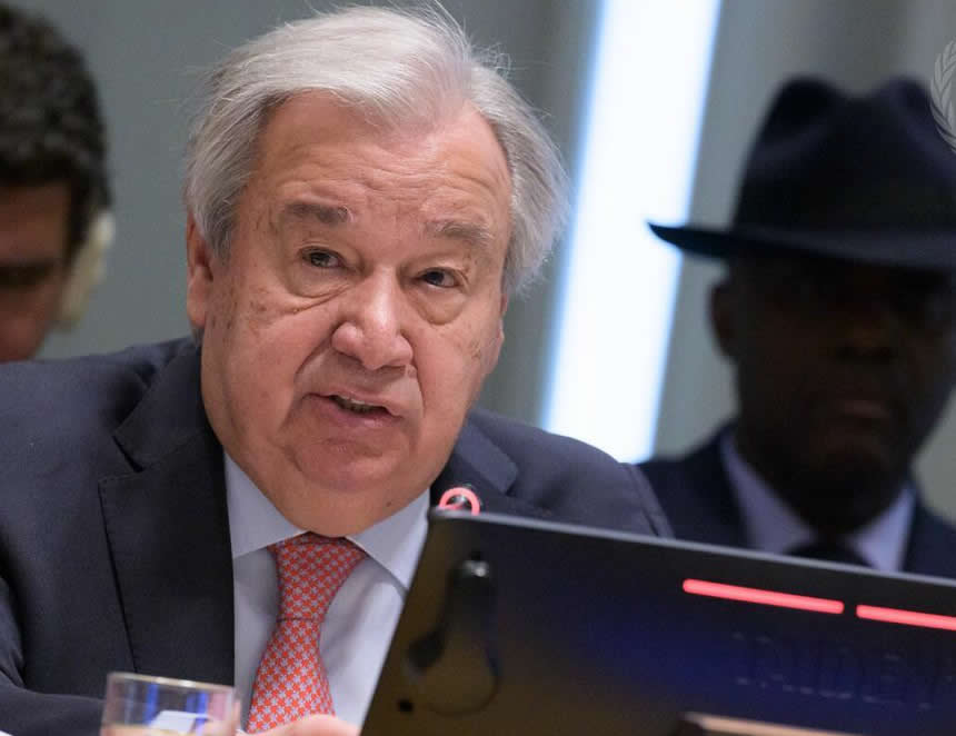 España: secretario general de la ONU, António Guterres en conferencia de prensa (Foto: ONU).