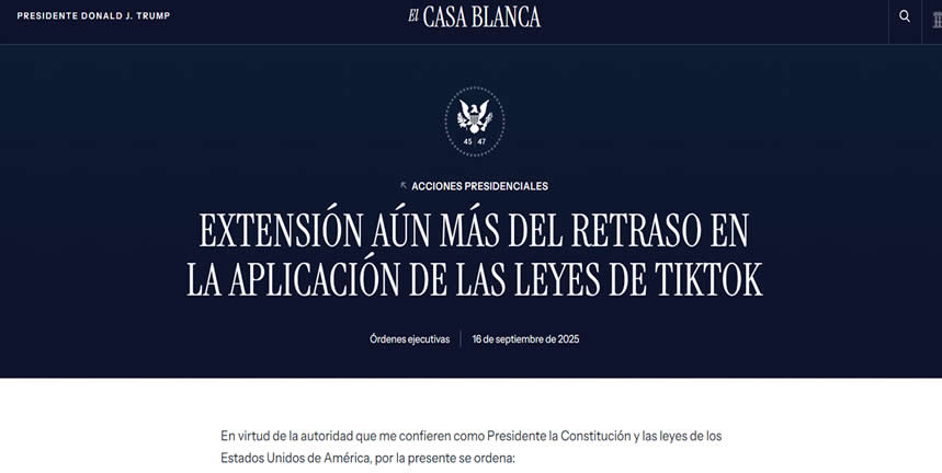 Por cuarta vez Donald Trump pospone el veto a TikTok, después de haberlo hecho en enero, abril y junio de este año.