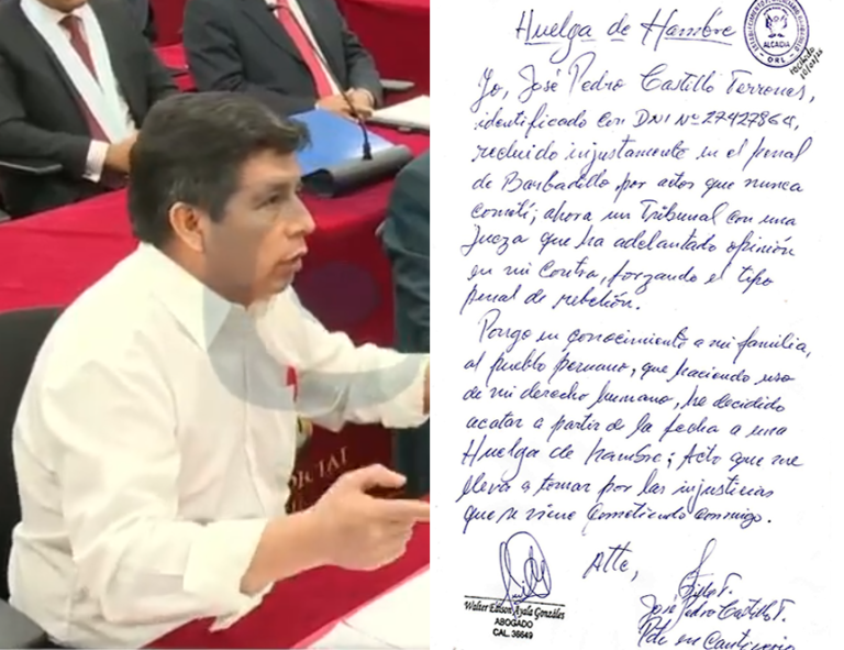 Pedro Castillo se declaró en huelga de hambre a pocas horas del inicio de 3era. audiencia