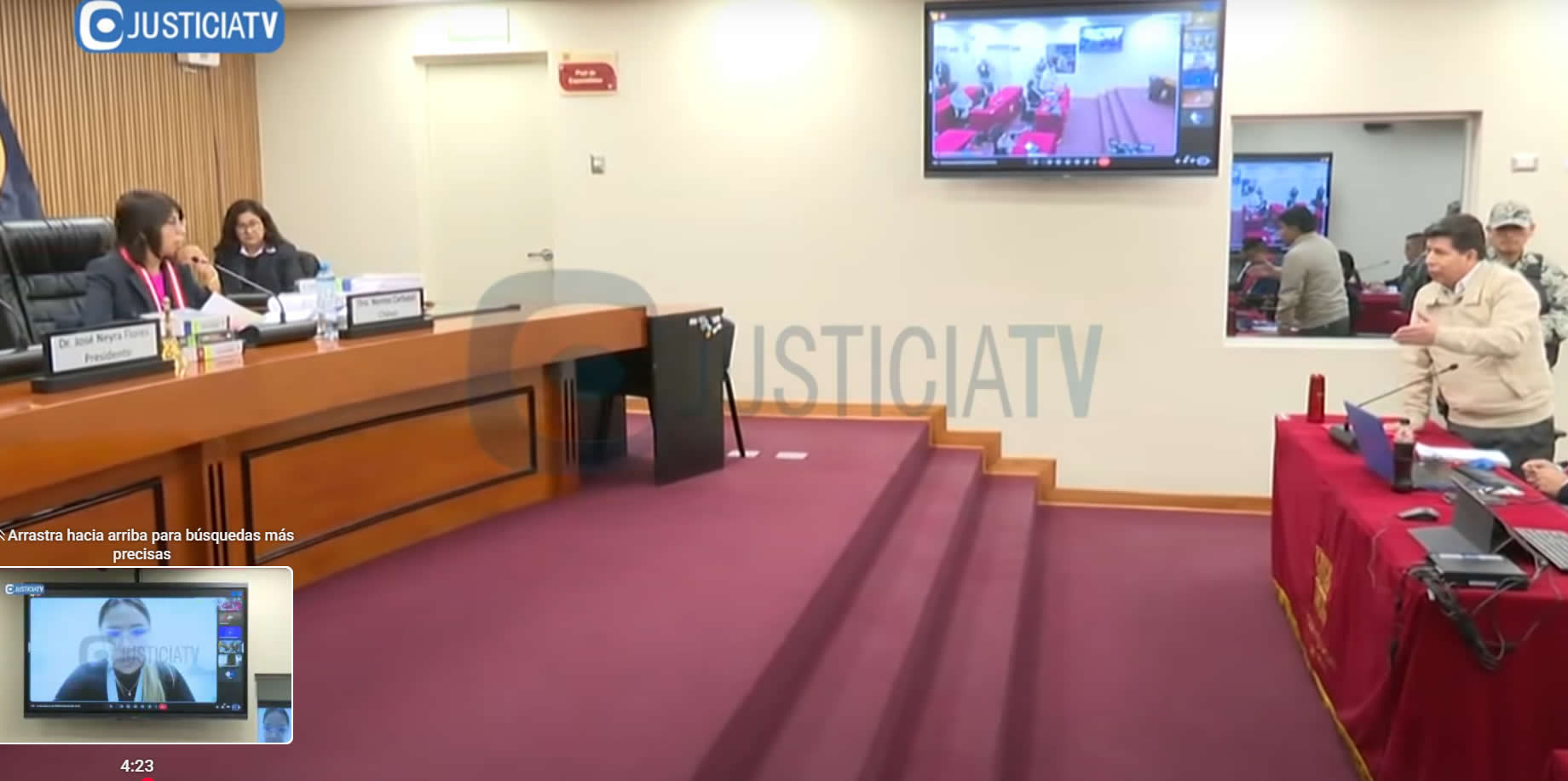 Pedro Castillo discute con jueza que le recortó el micrófono cuando comenzó a hacer uso de la palabra