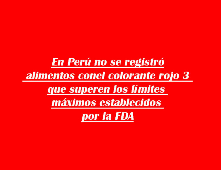 Colorante rojo 3: Perú no registró alimentos con el producto prohibido en los EE.UU.