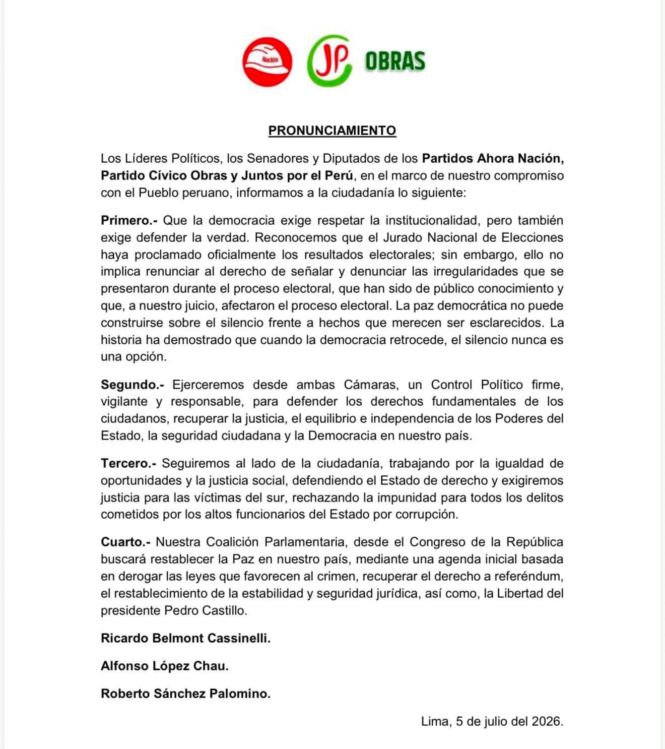 Comunicado conjunto.
