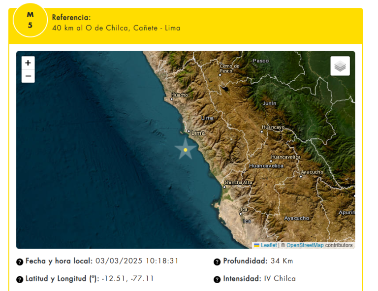 Sismo: movimiento telúrico de magnitud 5 sacudió lima y Callao a las 10:18 horas