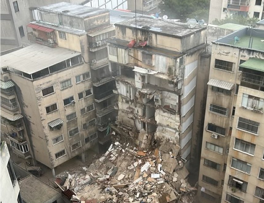 Venezuela en emergencia: edificio colapsado (Foto Twitter).
