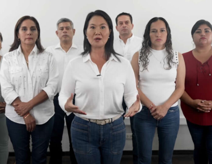 Keiko Fujimori ataca a López Aliaga bajo argumento de defender a Jerí de una posible vacancia (Foto: captura video).